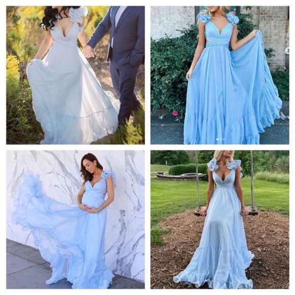 Mac Duggal 67911  Womens Ruffled Tiered Cut Out Chiffon Gown Dress - Picture 4 of 16